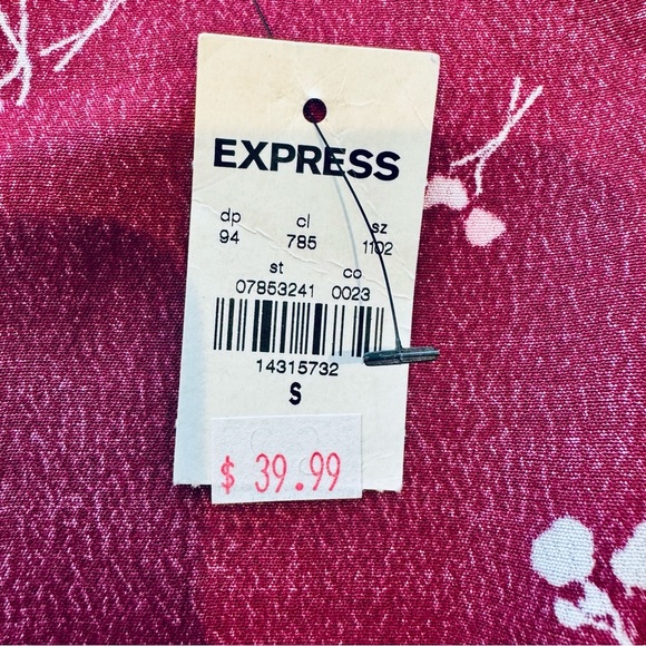 Express | Burgundy Floral Wrap Midi Dress Size Small NWT - Picture 13 of 14